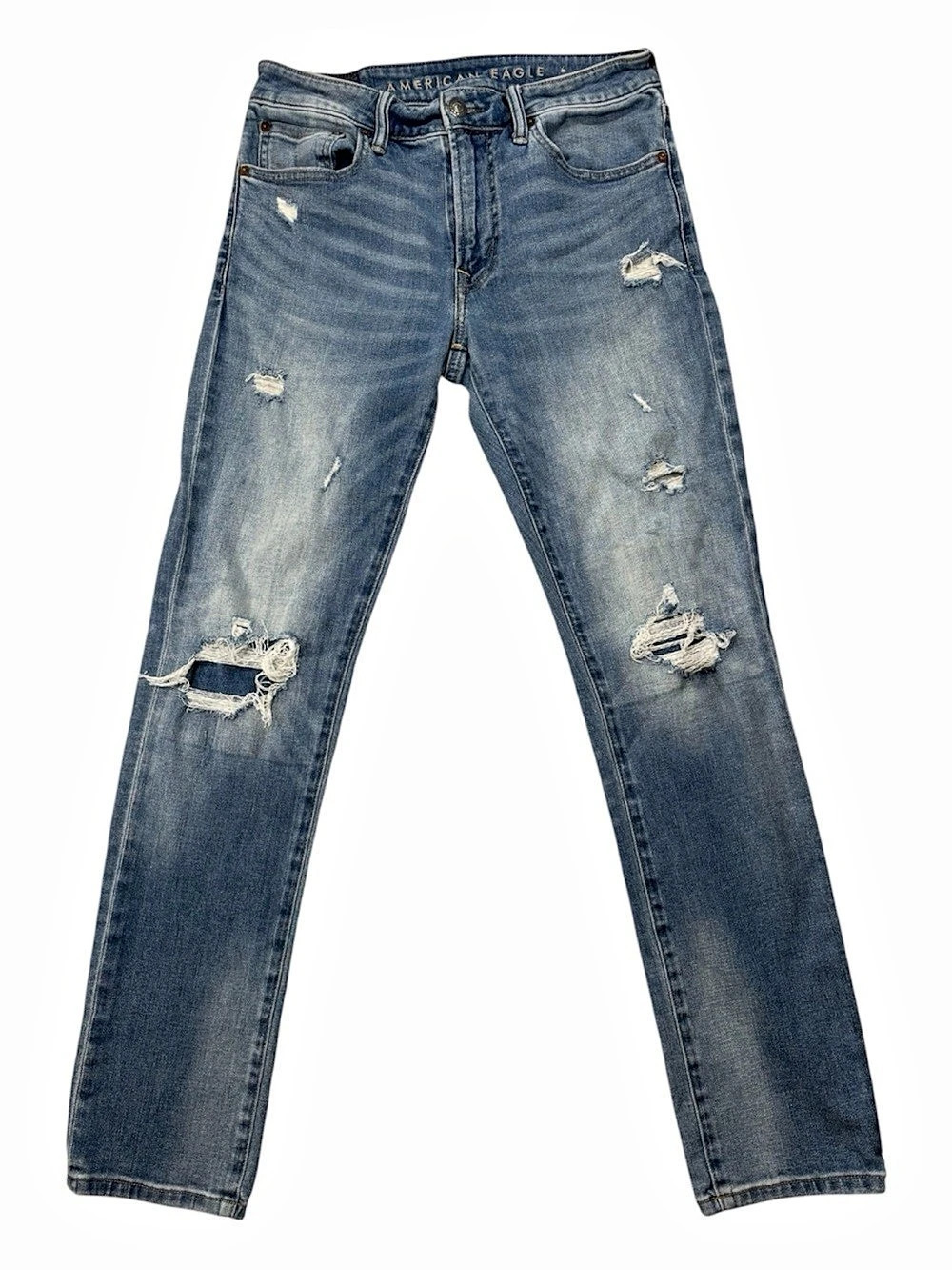 American Eagle Jeans, Slim, Distressed Denim, Ripped, 31x32, 31W 32L, AEO